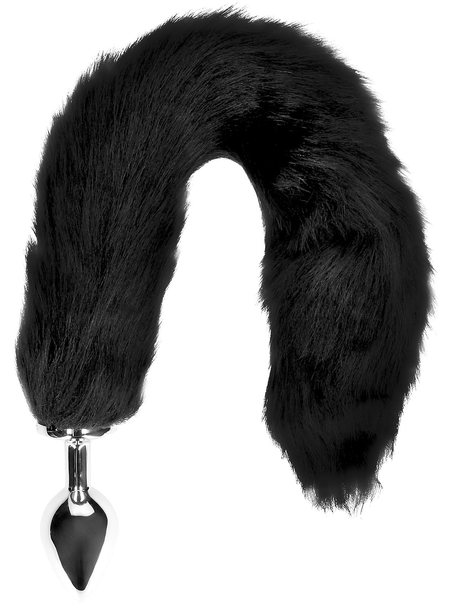 Ouch!: Fox Tail with Metal Butt Plug, svart