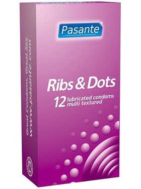 Pasante Ribs & Dots: Kondomer, 12-pack