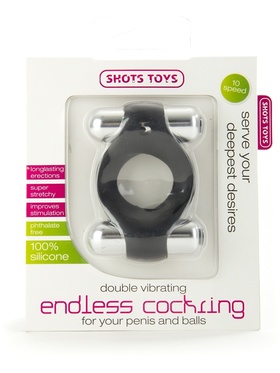 Shots Toys: Double Vibrating Endless Cockring, svart