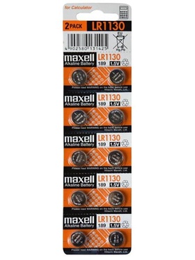 Maxell Batterier: Knappcell, LR1130, 1,5V, Alkaline, 10-pack