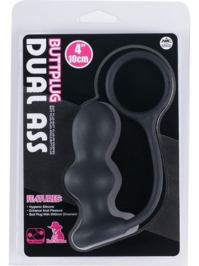 Nanma: Dual Ass, Buttplug, 10 cm, svart