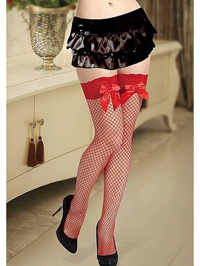 Fenbao: Bow Stockings, M-L, röd