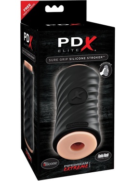 Pipedream Extreme: Elite Sure Grip Silicone Stroker, svart