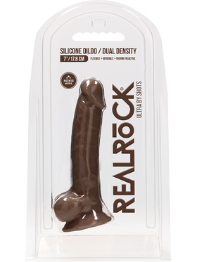 RealRock Ultra: Silicone Dildo / Dual Density, 17.8 cm, brun