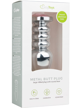 EasyToys: Metal Butt Plug No. 19 with Crystal, silver/rosa