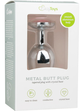 EasyToys: Metal Butt Plug No. 2 with Crystal, medium, silver/rosa