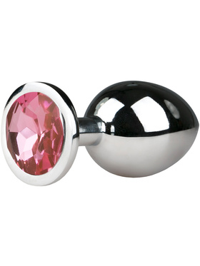 EasyToys: Metal Butt Plug No. 2 with Crystal, medium, silver/rosa