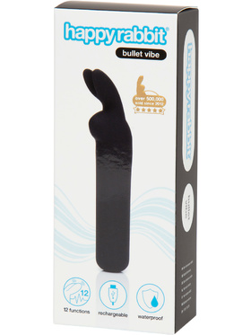 Happy Rabbit: Uppladdningsbar Bulletvibrator, svart