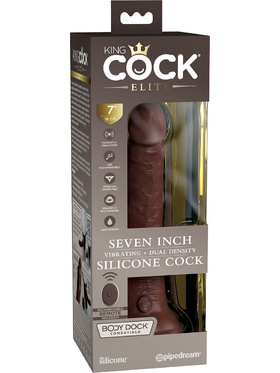 King Cock Elite: Dual Density Silicone Vibrating Cock, 21 cm, mörk