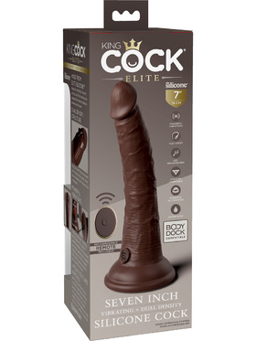 King Cock Elite: Dual Density Silicone Vibrating Cock, 21 cm, mörk