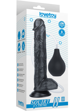 LoveToy: Squirt Extreme Dildo, 28 cm, svart