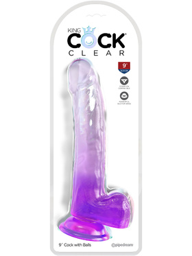 King Cock Clear: Dildo with Balls, 25 cm, lila