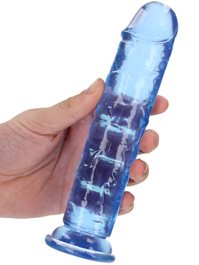 RealRock: Crystal Clear Straight Realistic Dildo, 18 cm, blå