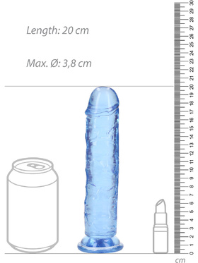 RealRock: Crystal Clear Straight Realistic Dildo, 18 cm, blå