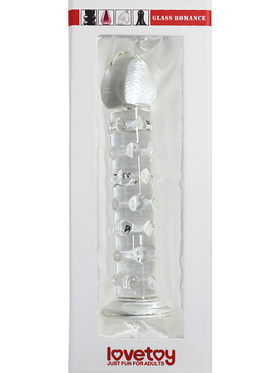 LoveToy: Glass Romance Dotted Dildo, transparent