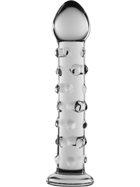 LoveToy Glass Romance Dotted Dildo, transparent