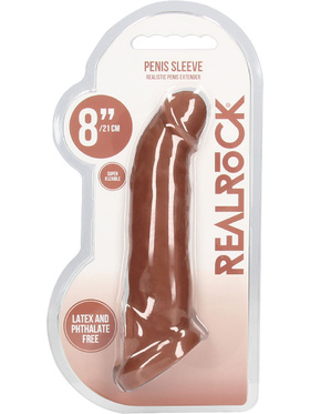 RealRock Skin: Penis Extender with Rings, 21 cm, brun