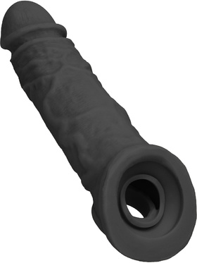 RealRock Skin: Penis Extender with Rings, 21 cm, svart