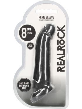 RealRock Skin: Penis Extender with Rings, 21 cm, svart