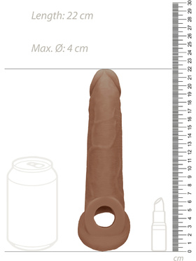 RealRock Skin: Penis Extender with Rings, 22 cm, brun