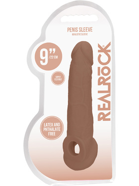 RealRock Skin: Penis Extender with Rings, 22 cm, brun