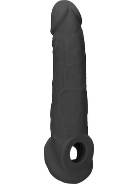 RealRock Skin Penis Extender with Rings, 22 cm, svart