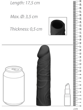 RealRock Skin: Penis Extender, 17.5 cm, svart