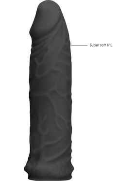 RealRock Skin: Penis Extender, 17 cm, svart