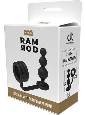 Dream Toys: Ramrod Cockring with Beaded Anal Plug