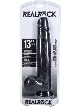 RealRock: Extra Long Realistic Dildo, 33 cm, svart