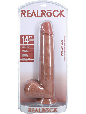 RealRock: Extra Long Realistic Dildo, 35.5 cm, mörk