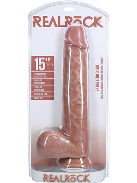 RealRock: Extra Long Realistic Dildo, 38 cm, mörk