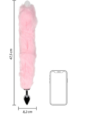 Ouch!: Light-up Fox Tail with Metal Butt Plug, rosa