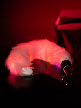 Ouch!: Light-up Fox Tail with Metal Butt Plug, rosa