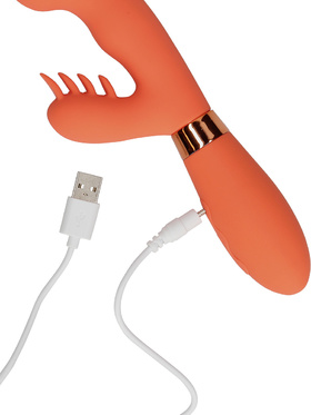 Loveline: Silicone Rabbit Vibrator with Ribbed Clitoral Stimulator