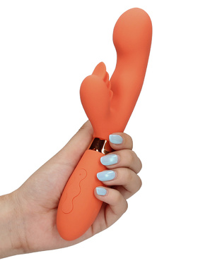 Loveline: Silicone Rabbit Vibrator with Ribbed Clitoral Stimulator