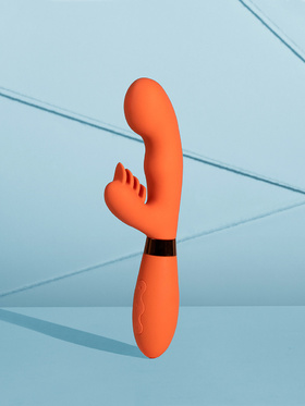 Loveline: Silicone Rabbit Vibrator with Ribbed Clitoral Stimulator