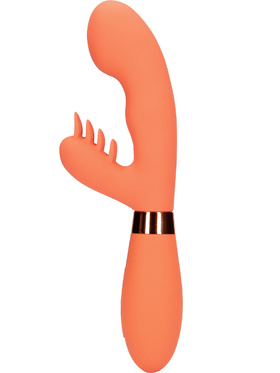 Loveline: Silicone Rabbit Vibrator with Ribbed Clitoral Stimulator