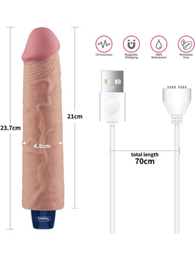 LoveToy: Real Softee, Silicone Vibrating Dildo, 24 cm