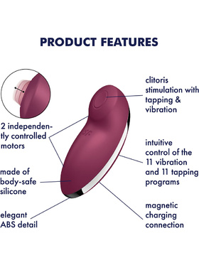 Satisfyer: Tap & Climax 2 Lay-On Vibrator, röd