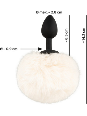 You2Toys: Fluffy Bunny Tail Butt Plug, small, vit