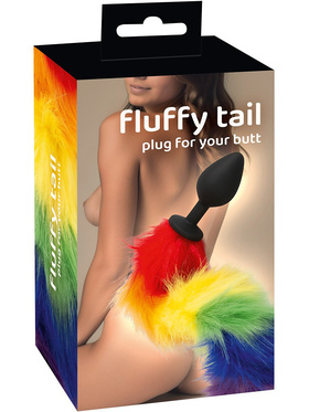 You2Toys: Long Fluffy Tail Butt Plug, regnbågsfärg