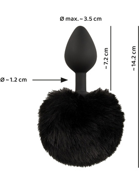 You2Toys: Fluffy Bunny Tail Butt Plug, medium, svart