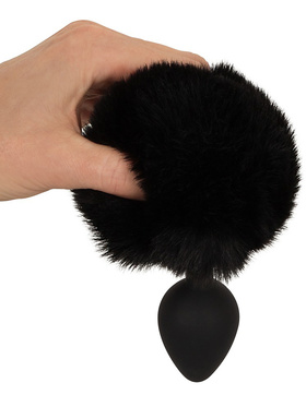 You2Toys: Fluffy Bunny Tail Butt Plug, medium, svart